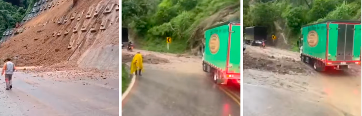 La vía entre Cañasgordas y Rubicón es una de las afectadas. /FOTOS: CAPTURA DE VIDEO @antioquia_conecta