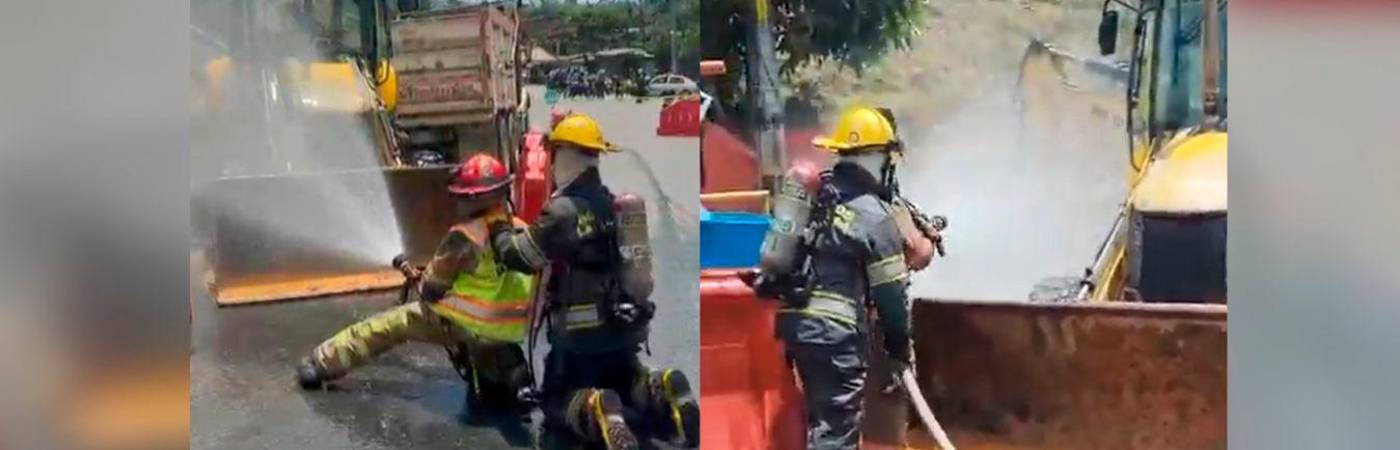 La vía estuvo cerrada durante varias horas mientras atendían la emergencia. FOTOS: BOMBEROS LA ESTRELLA Y EPM
