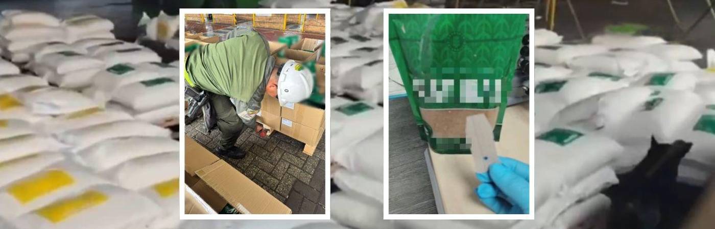 La cocaína estaba escondida en panela pulverizada. FOTOS: X @POLICIACOLOMBIA