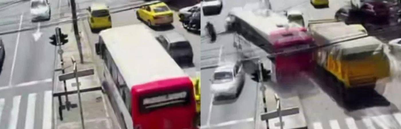 La volqueta, que transportaba 17 toneladas de material, recorrió más de 400 metros completamente descontrolada. FOTO: CAPTURA DE VIDEO 