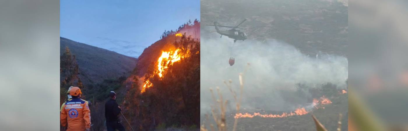 El incendio forestal ha dejado graves complicaciones en el ecosistema de la zona. FOTOS: @DEFENSACIVILCOLOMBIA Y @UNGRD