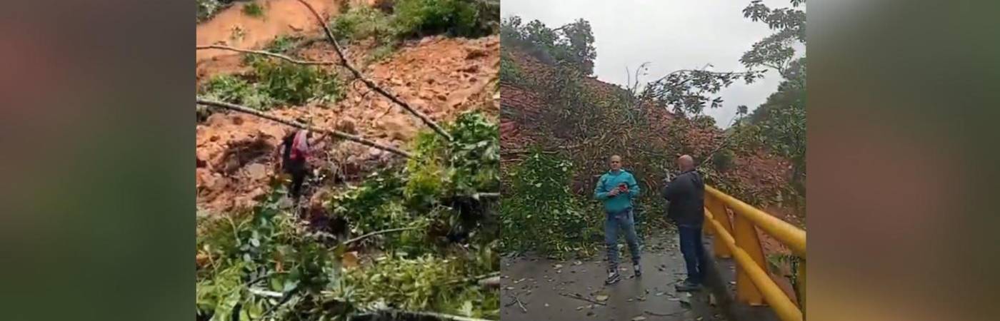 Emergencia por deslizamiento de tierra en al Oriente antioqueño. FOTO: CORTESÍA DENUNCIAS ANTIOQUIA