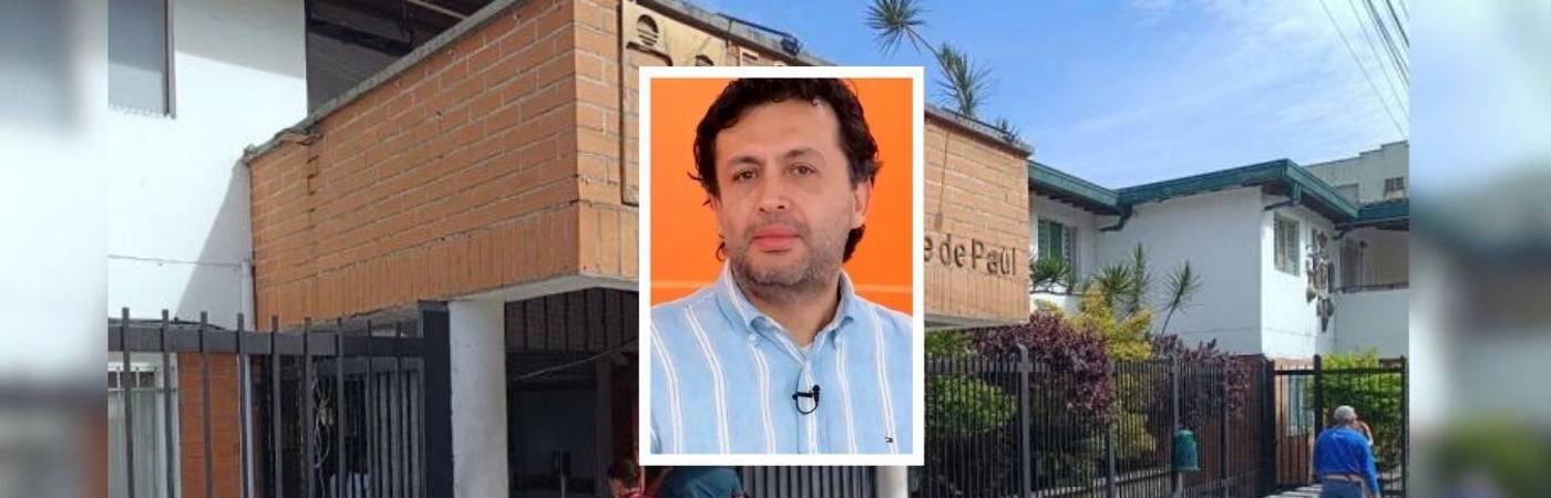 Juan Carlos Sánchez, gerente del Hospital San Vicente de Paúl de Caldas. FOTOS: CRISTIAN VÁSQUEZ (FONDO) Y TOMADA DE EL COLOMBIANO (DETALLE)