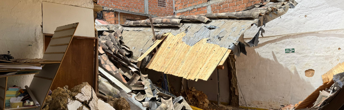 Desprendimiento de techo en Rionegro./FOTO: ALCALDÍA DE RIONEGRO