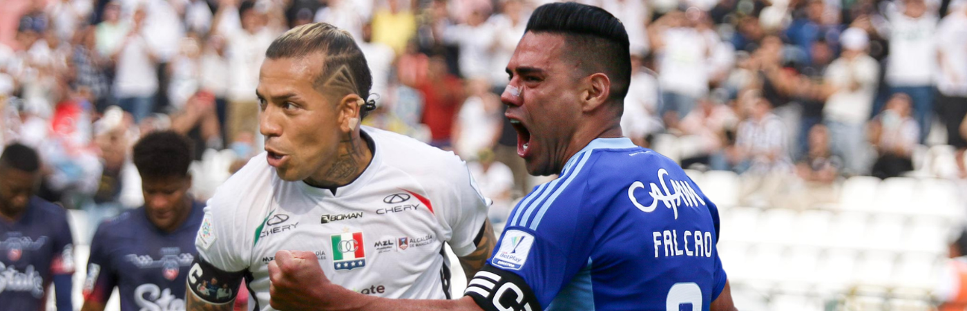 Dayro Moreno (izq.) y Falcao García (der.) se disputan el honor de ser el colombiano con más goles en la historia. / FOTOS: COLPRENSA. 