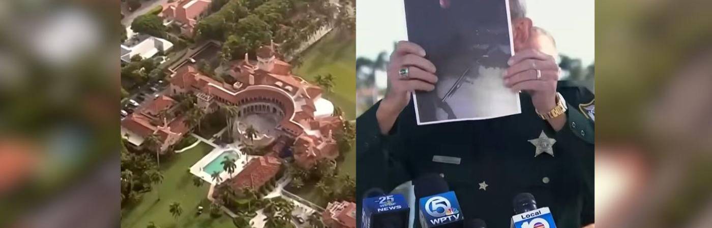 Ric Bradshaw, el albacil del condado de Palm Beach, muestra la foto del bidón y la escopeta. FOTOS: TELEMUNDO