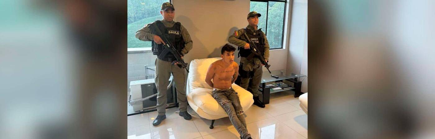 Alias Chino San Vicente al ser capturado. /FOTO: POLICÍA NACIONAL