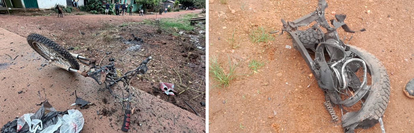 Así quedó la motobomba. /FOTOS: X @eltiempo y @mediosalianza