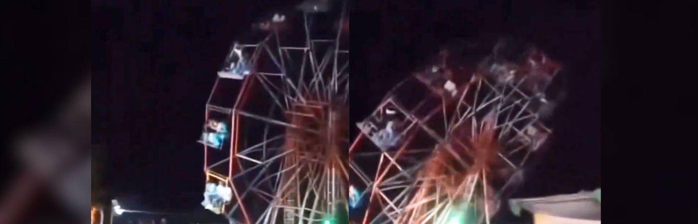 Este fue el momento en el que la estructura se desplomó. FOTO: CAPTURA DE VIDEO X @RAMESHOFFICIAL0