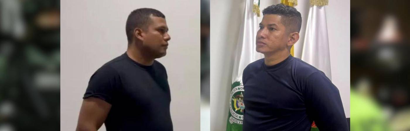 Ellos son los patrulleros Jainer Alonso Suárez Guette e Istvan Alexis López Rodríguez. FOTOS: CORTESÍA FISCALÍA GENERAL DE LA NACIÓN