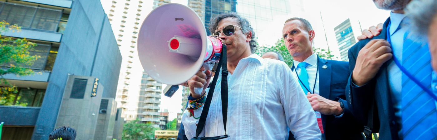 Petro en su propuesta en Estados Unidos. /FOTO: PRESIDENCIA 