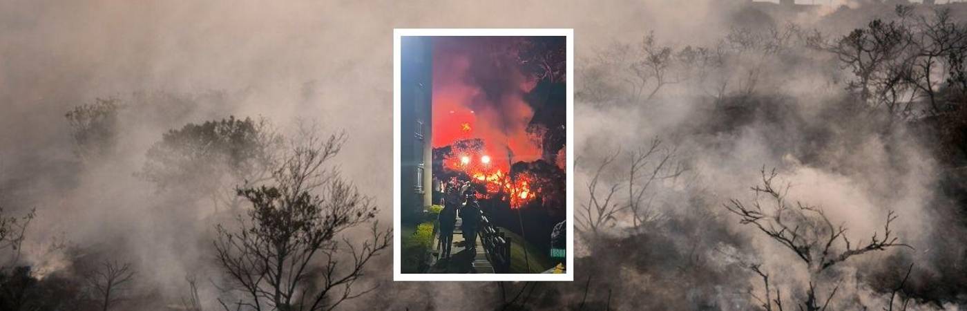 El de Sabaneta (foto detalle) fue uno de los tantos incendios que el país ha apagado recientemente. Minambiente mostró preocupación y emitió alerta. FOTOS: COLPRENSA (FONDO) Y FACEBOOK MARIBEL CALLE (DETALLE)