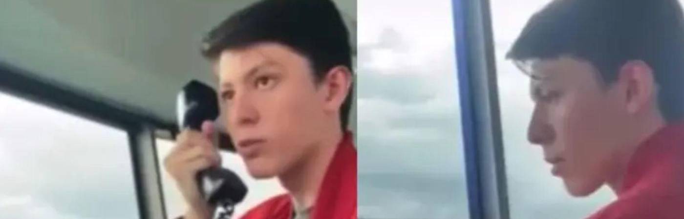 El joven estuvo 1 hora y 24 minutos conectado a la frecuencia, autorizando cambios de ruta, rodajes y hasta despegues, incluido uno internacional. FOTOS: CAPTURA DE PANTALLA VIDEO REDES SOCIALES