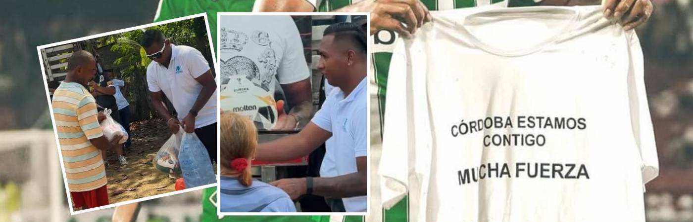 Alfredo Morelos entregando ayudas a Córdoba. FOTO: INSTAGRAM ALFREDOMORELOS30