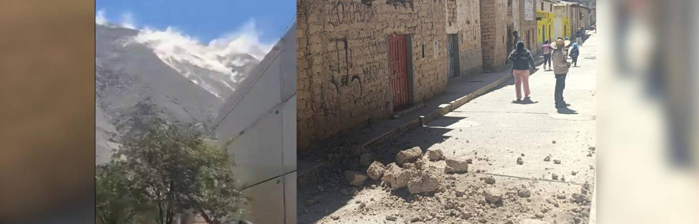 Daños en viviendas y caída de rocas en Perú tras el sismo. FOTO: TOMADA DE X @abicontrerassv