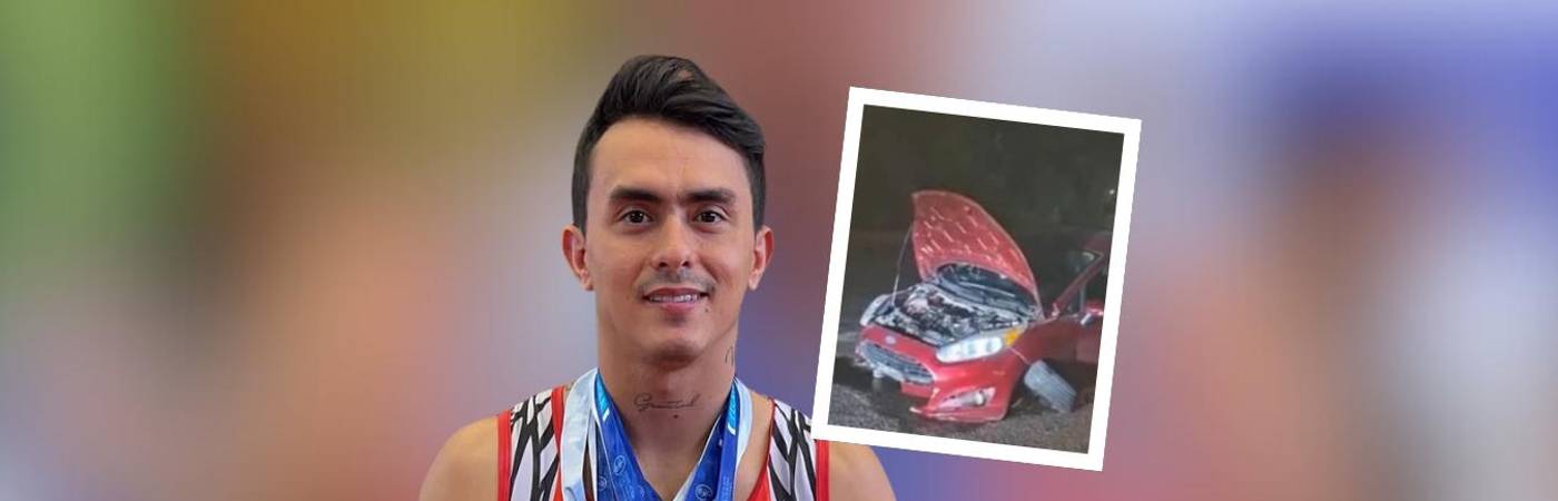 El vehículo del campeón Jossimar Calvo quedó inservible tras la violenta onda explosiva en Cúcuta. FOTO: IG @JOSSIMARCALVO