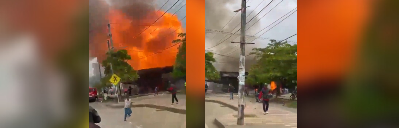 Incendio en Turbo, Antioquia./FOTO: CAPTURA PANTALLA @elinformateCor