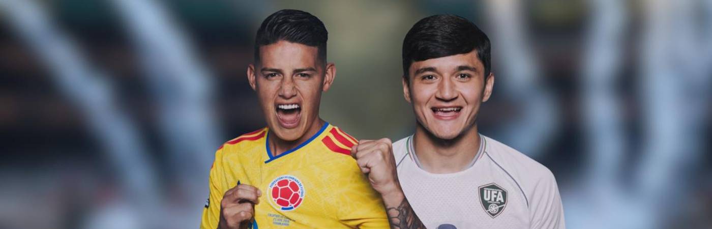 James Rodríguez (Izq.) y Abdukodir Khusanov (Der.). FOTOS: TOMADAS DE INSTAGRAM DE CADA JUGADOR