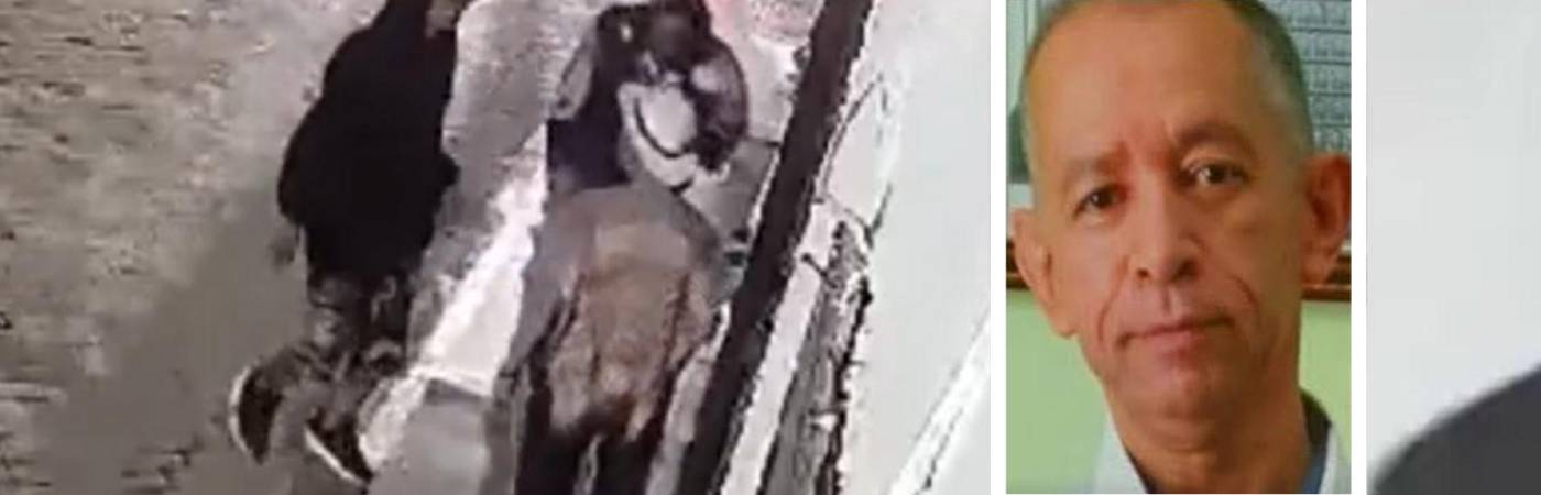 El momento en que iba a ser atacado el vigilante quedó captado en cámara de seguridad. /FOTO: CAPTURA DE VIDEO (FONDO) Y CORTESÍA ALERTA PAISA (DETALLE GABRIEL TABORDA)