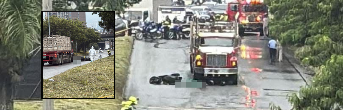 Accidente que dejó una motociclista fallecida en la avenida Regional, en Mayorca, Sabaneta./FOTOS: REDES SOCIALES