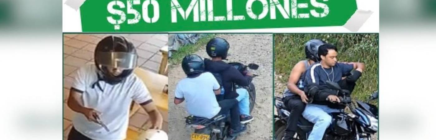 Señalados responsables del hurto por quienes se ofrece la recompensa. FOTO: GOBERNACIÓN DE ANTIOQUIA