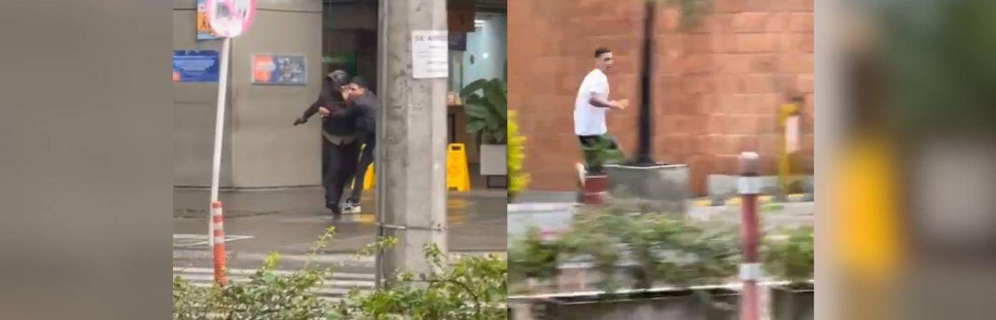 En redes sociales quedó registrado el fuerte enfrentamiento entre el ciudadano y uno de los presuntos delincuentes. FOTO: CORTESÍA DENUNCIAS ANTIOQUIA 