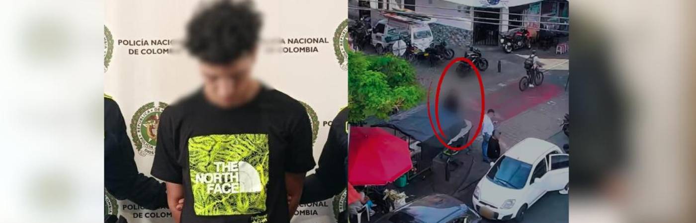 Hombre capturado después de robar cadenas de oro en Belén. FOTO: POLICÍA METROPOLITANA VALLE DE ABURRÁ 