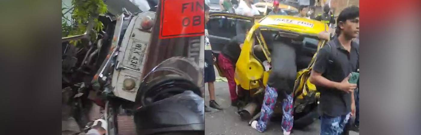 El accidente en el barrio Moravia dejó cuatro personas heridas, entre ellas una adulta mayor. FOTO: TOMADAS DE VIDEO 