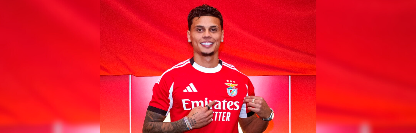 Richard Ríos llegó al Benfica de Portugal, tras su paso por el Palmeiras de Brasil. /FOTO: INSTAGRAM @slbenfica 