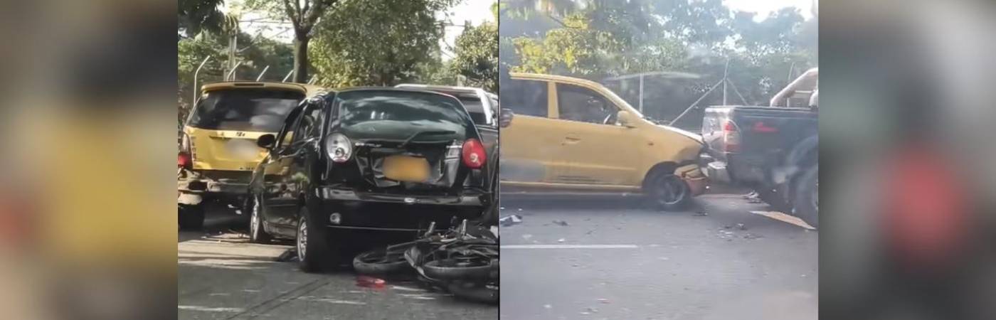 Accidente múltiple en la avenida Regional a la altura de La Aguacatala. FOTO: REDES SOCIALES PRENSA PAISA