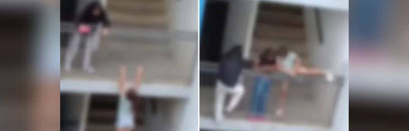 EN VIDEO: ¡De infarto! Niñas fueron grabadas colgándose de las barandas de un balcón