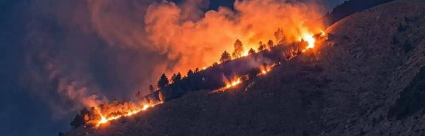 Incendio del cerro Quitasol, en Bello. FOTO: TOMADA DE X @BLUANTIOQUIA