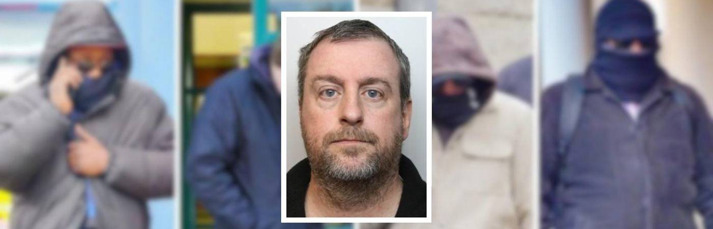Además de Philip Young, el marido de la víctima (detalle), hay cuatro hombres acusados dentro del caso (fondo). FOTOS: THE GUARDIAN (DETALLE) Y BBC (FONDO).