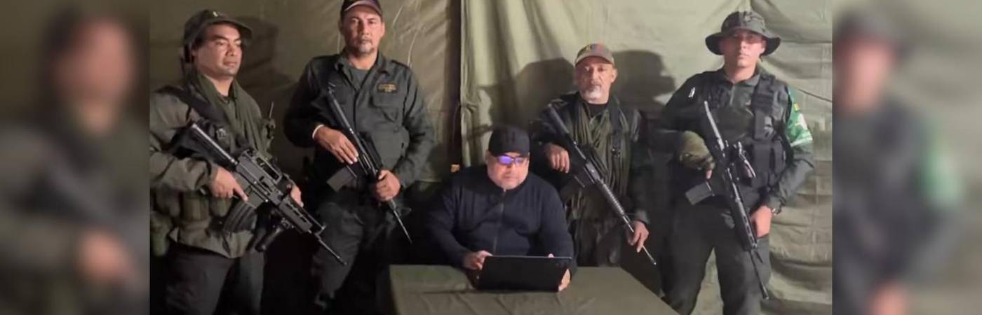 Líderes del Clan del Golfo en sus últimas declaraciones tras la muerte de alias Gonzalito o Willington. FOTO: TOMA VIDEO @soygaitanista