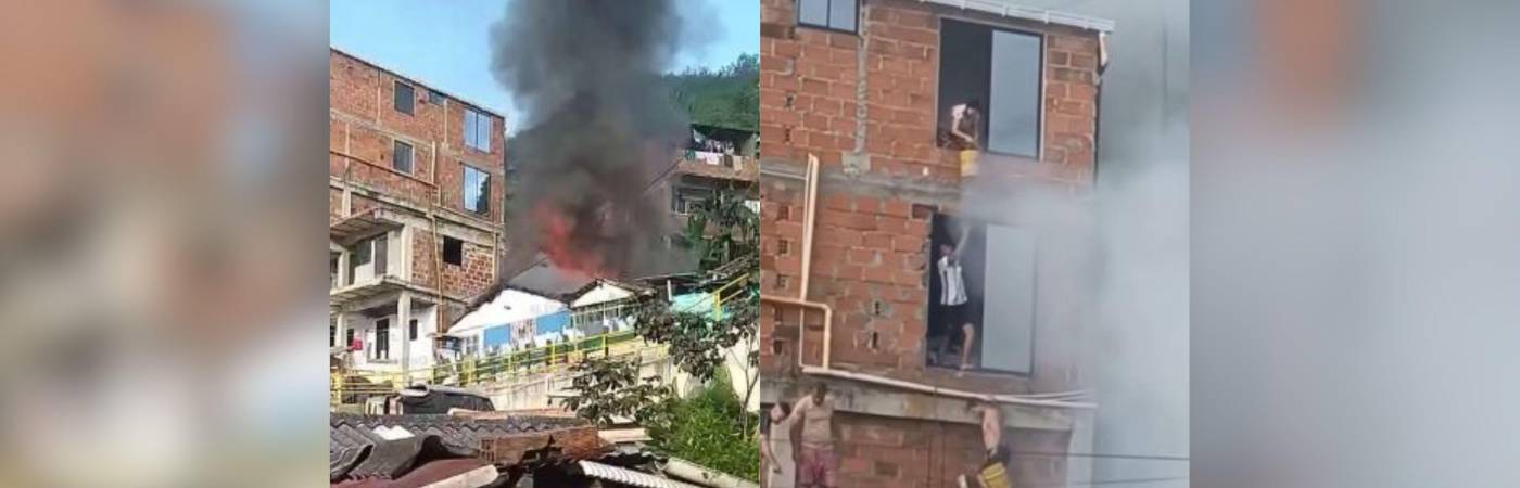 Así fue como intentaron apagar un incendio en Itagüí. FOTOS: CAPTURAS DE VIDEO EL ITAGÜISEÑO