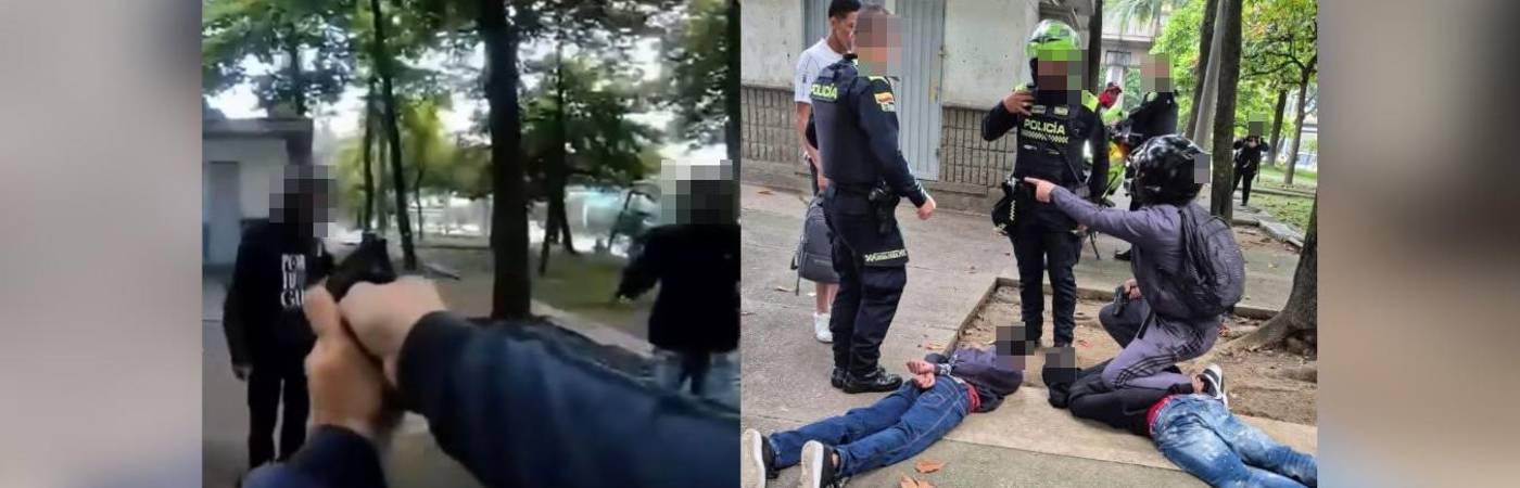 Momento de la captura de los presuntos delincuentes. FOTO: POLICÍA 