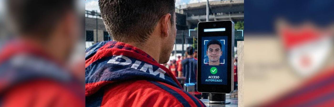 Ingreso al estadio Atanasio Girardot DIM por reconocimiento facial. FOTO: CORTESÍA DIM OFICIAL