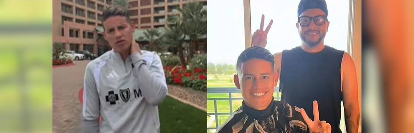 James Rodríguez acepta corte de pelo de un barbero local. FOTO: @JAYCELEBRITYBARBER