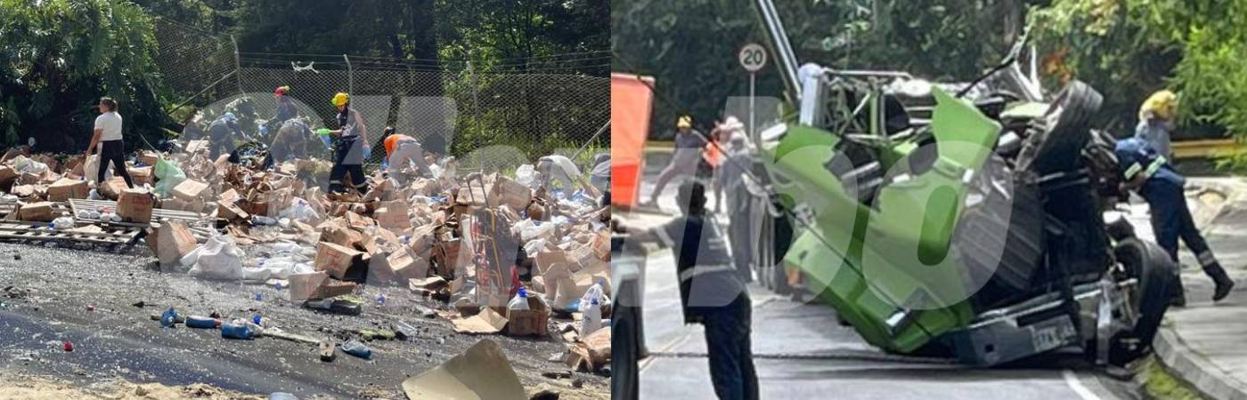 Las autoridades se encuentran limpiando la vía para quitar todo el líquido. FOTO: SINDY VALLE