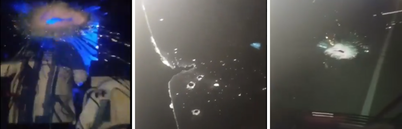 Así quedó el bus atacado a tiros en Valdivia. /FOTOS: TOMADAS DE VIDEO 