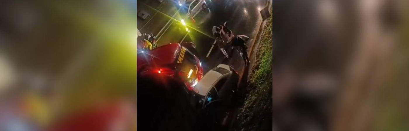 El choque generó una fuerte congestión vehicular en el sector. FOTO: CORTESÍA DENUNCIAS ANTIOQUIA