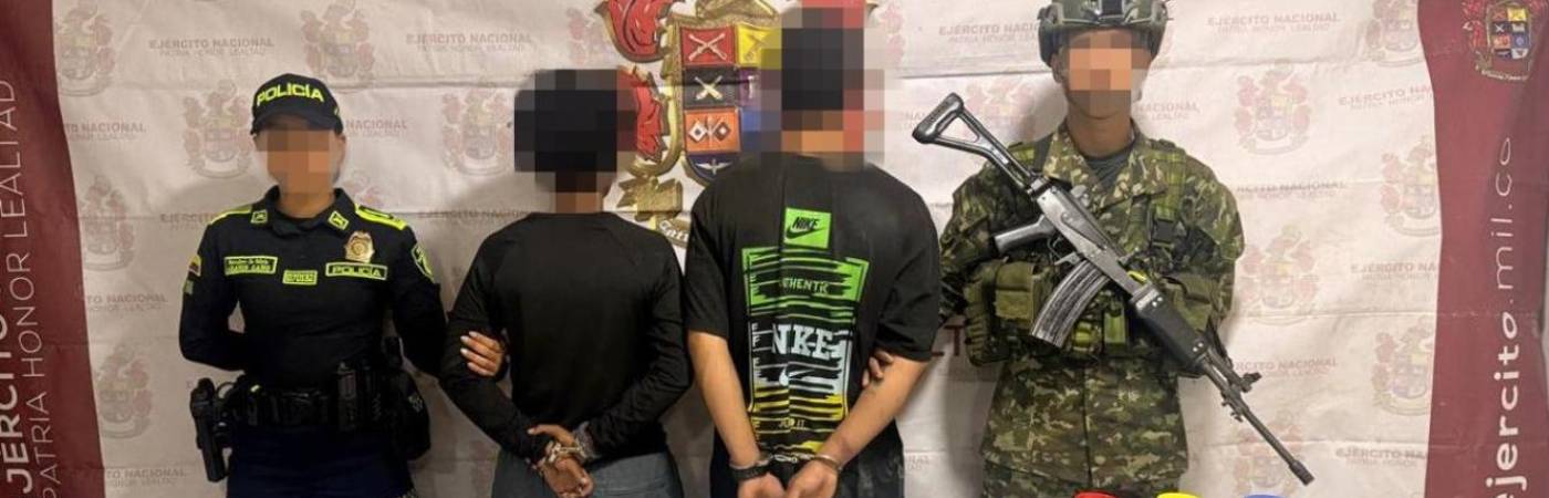 Capturados por presunto intento de armar milicias en Segovia, Nordeste antioqueño. FOTO: CORTESÍA EJÉRCITO NACIONAL