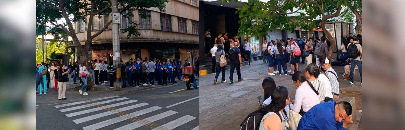 Evacuación en el centro de Medellín. FOTOS: JORGE PÉREZ