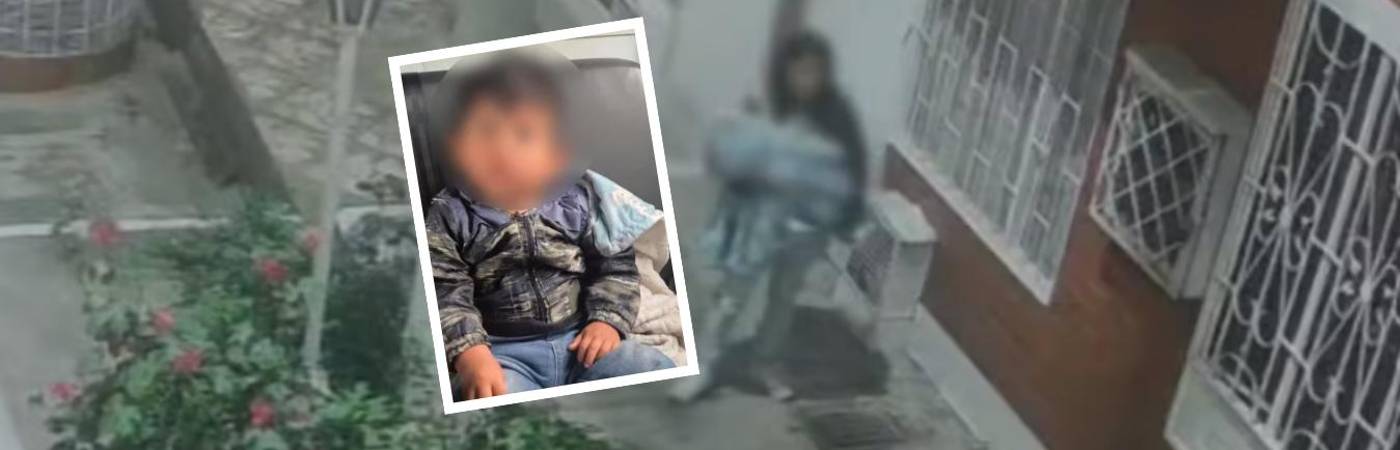 Momento del abandono del bebé de 1 año en una acera. FOTOS: CORTESÍA POLICÍA METROPOLITANA BOGOTÁ
