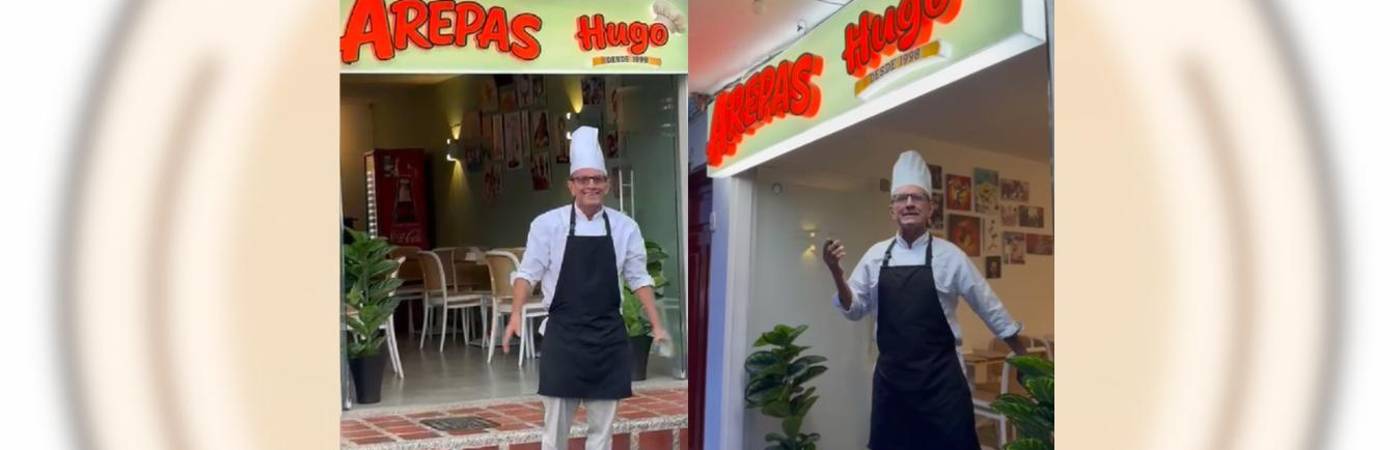Hugo Alberto Vargas Mejía en su negocio ‘Arepas Hugo’. FOTOS: CORTESÍA