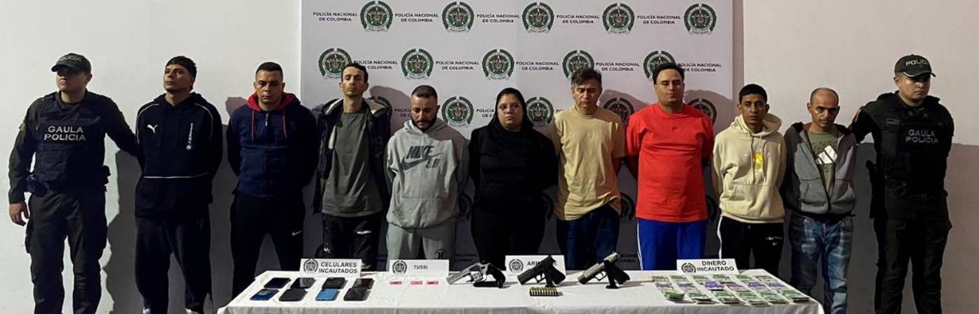 Captura de presuntos integrantes de La Matecaña, banda que delinque en el noroccidente de Medellín. FOTO: CORTESÍA