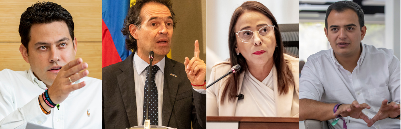 Funcionarios públicos denuncian presunto plan de atentado en su contra. De izq. a der.: Manuel Villa, Federico Gutiérrez, Claudia Carrasquilla y Andrés Tobón. /FOTOS: ARCHIVO