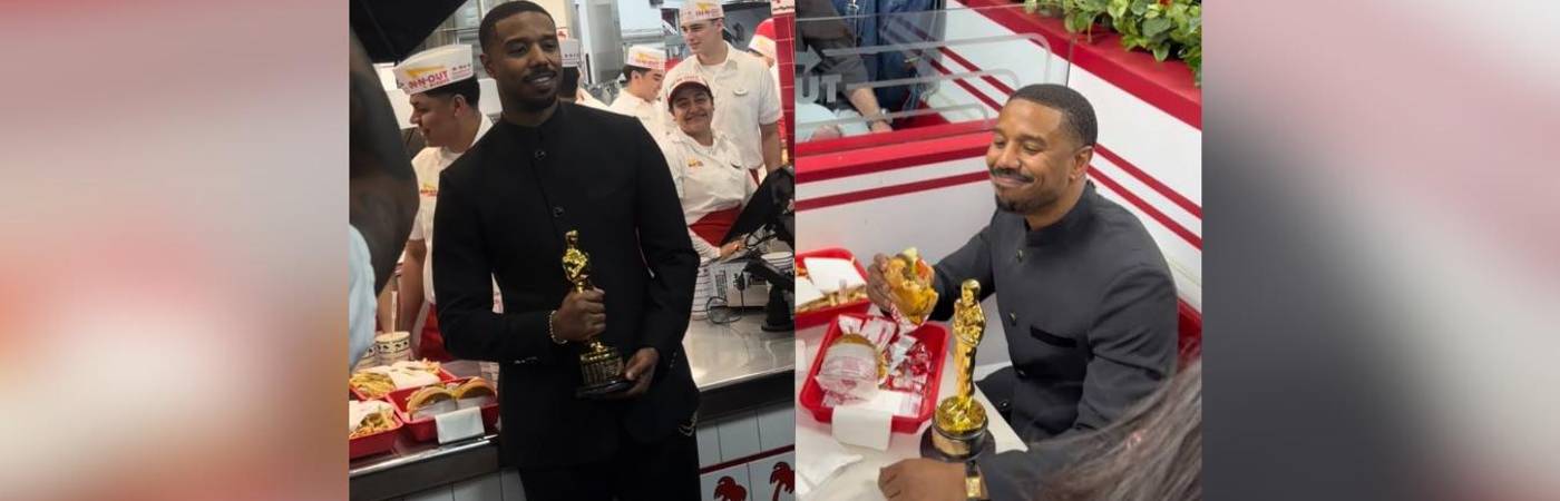 Michael B. Jordan junto a su estatuilla por el premio a Mejor Actor. FOTO: CAPTURA DE REDES SOCIALES