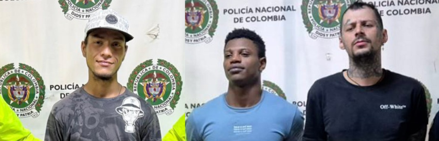 Diego Becerra (izq.), responsable del asesinato de Karis Saldarriaga; y Daniel González y Yoimar Blandón (der.), homicidas de Mateo Jaramillo. / FOTO: CORTESÍA