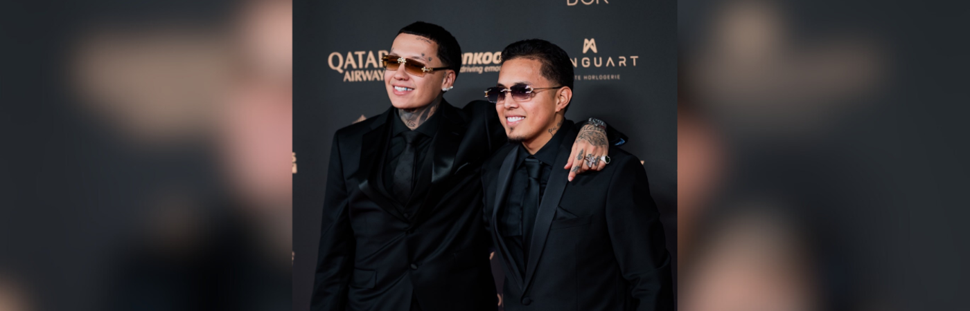 Blessd (Izquierda) y Dímelo Jara (Derecha) en la gala del Balón de Oro 2025. /FOTO: @BLESSDOFICIAL